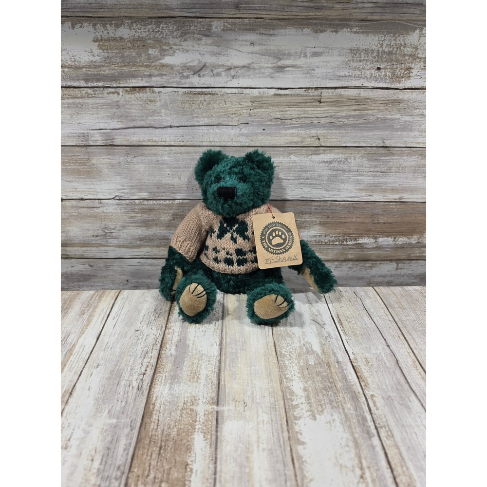Boyds‎ Bears Artisan Series McShamus Green Plush Teddy Bear in Pine Tree Sweater